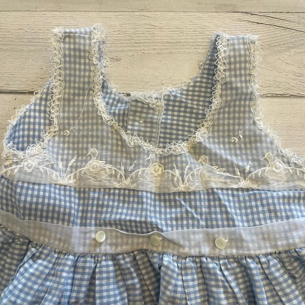 Vintage baby girls blue‎ gingham dress